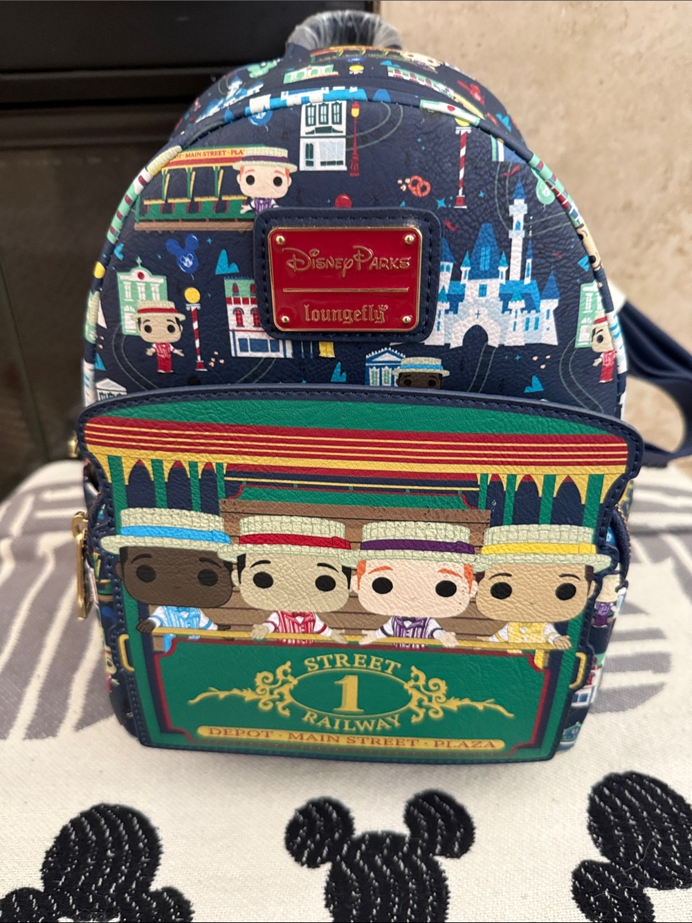 Disney Navy & Green Main Street Trolley Mini Backpack